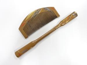 アンティーク　漆塗り蒔絵　螺鈿　笄・櫛セット